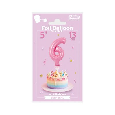 Cake foil balloon 5" number 6, pink - pink 6 b.jpg