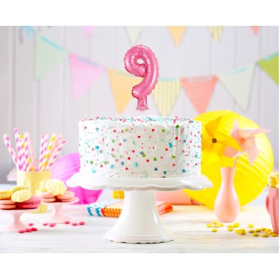 Cake foil balloon 5" number 9, pink - pink 9 a.jpg