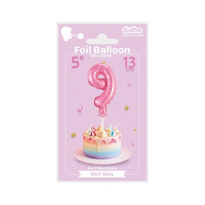 Cake foil balloon 5" number 9, pink - pink 9 b.jpg
