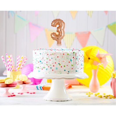 Cake foil balloon 5" number 3, rosegold - gold 3 a.jpg