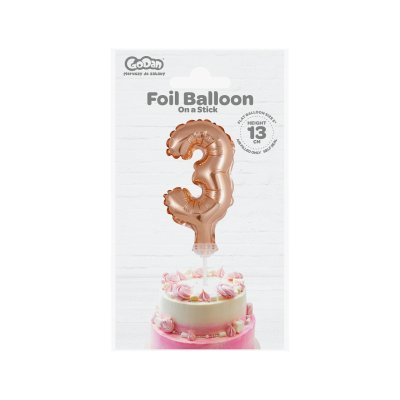 Cake foil balloon 5" number 3, rosegold - gold 3 b.jpg