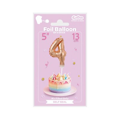 Cake foil balloon 5" number 4, rosegold - gold 4 b.jpg