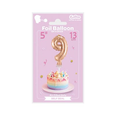Cake foil balloon 5" number 9, rosegold - gold 9 b.jpg