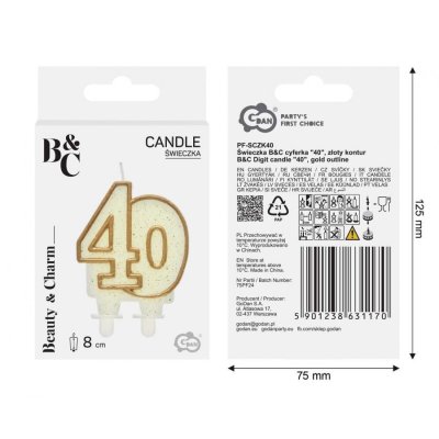 Cake candle "40", gold outline - 97499.jpg