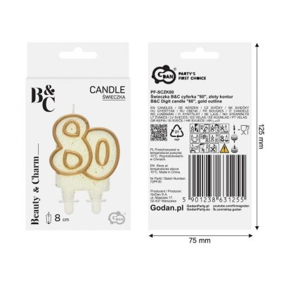 Cake candle "80", gold outline - 97503.jpg
