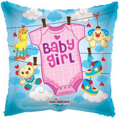 18" balloon square - Baby girl onesie