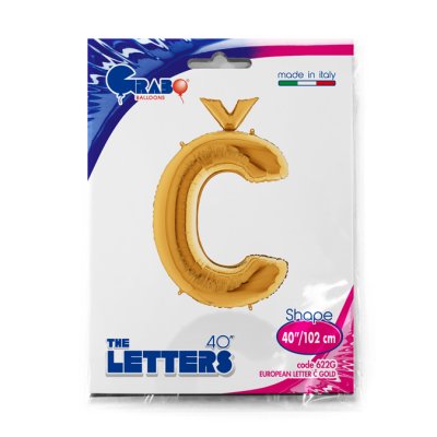 Letter Č Gold (102cm,40") foil balloon - 622G-P-Packaged.jpg