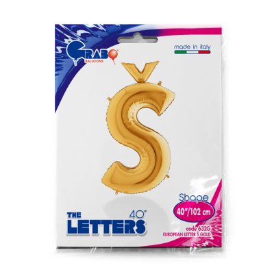 Letter Š Gold (102cm, 40") foil balloon - 632G-P-Packaged.jpg