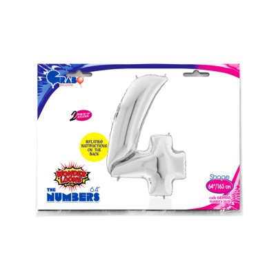 Number 4 Silver Giant (163cm,64") foil balloon - 640904S-P-Packaged.jpg