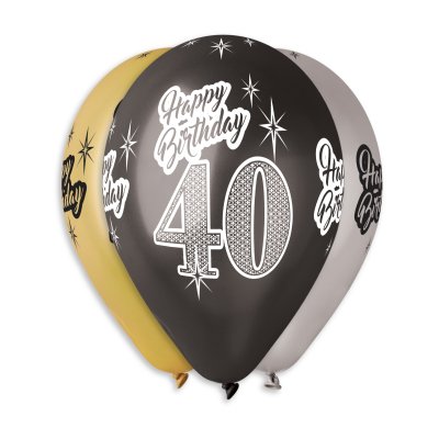 Balloons 30cm/12" Metallic print number "40" (100pcs)