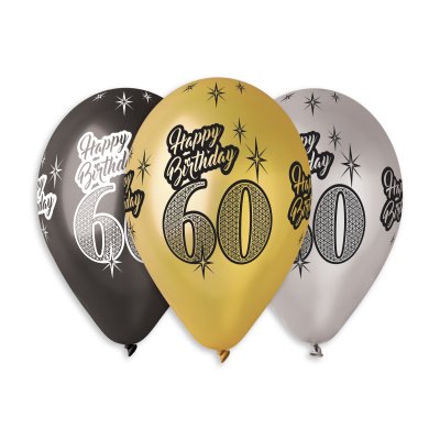 Balloons 30cm/12" Metallic print number "60" (100pcs)