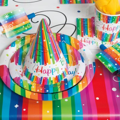 Paper Napkin - Rainbow Ribbons Birthday, 16pcs - 49561 2.jpg
