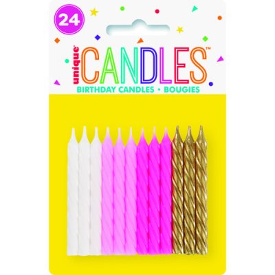 Cake Candles - Pink&White&Gold Spiral, 24pcs - 19972.jpg