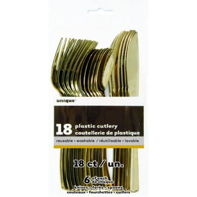 Plastic cutlery - gold, 18 pcs - 30261.jpg