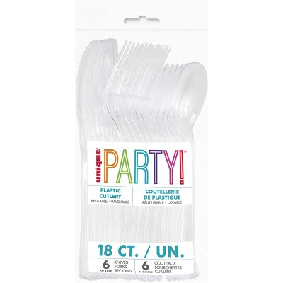 Plastic cutlery - - transparent, 18 pcs - 394802.jpg