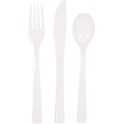 Plastic cutlery - white, 18 pcs - 394822.jpg