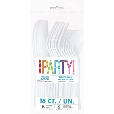 Plastic cutlery - white, 18 pcs - 39482.jpg
