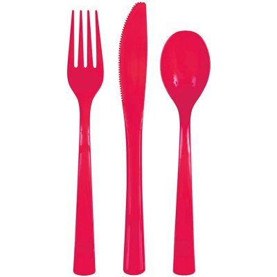 Plastic cutlery - red, 18 pcs - 39484.jpg