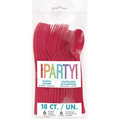 Plastic cutlery - red, 18 pcs - 39848.jpg