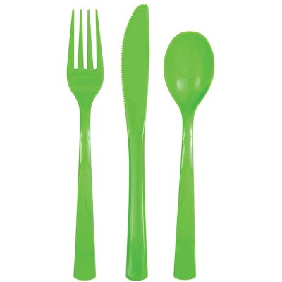 Plastic cutlery - green, 18 pcs - 394882.jpg