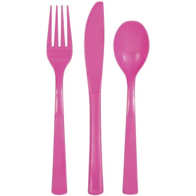 Plastic cutlery - pink, 18 pcs - 394902.jpg