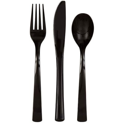 Plastic cutlery - black, 18 pcs - 394972.jpg