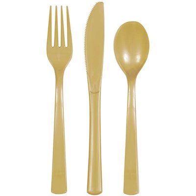 Plastic cutlery - gold, 18 pcs. - 395052.jpg