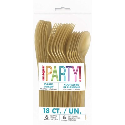 Plastic cutlery - gold, 18 pcs. - 39505.jpg