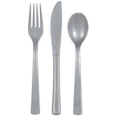 Cutlery plastic - silver, 18 pcs. - 395062.jpg