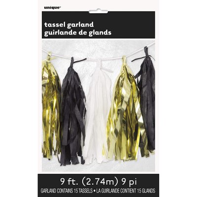 Tassel garland - gold, white, black