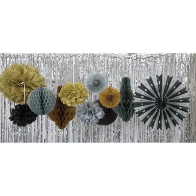 Pom pom - black decorative hanging 3pcs, 23cm - 642203.jpg