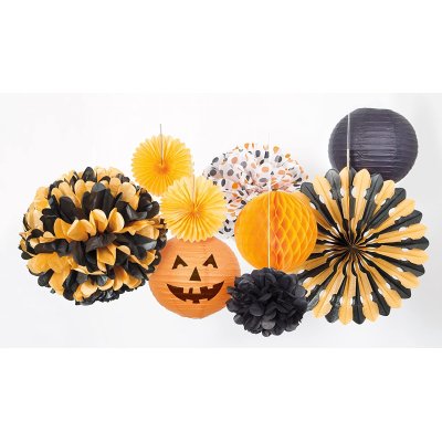 Pom pom - black decorative hanging 3pcs, 23cm - 642204.jpg