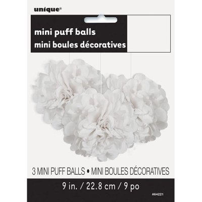 Pom pom - white decorative hanging 3pcs, 23cm - 642212.jpg