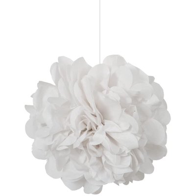 Pom pom - white decorative hanging 3pcs, 23cm