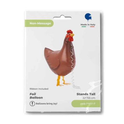 Walking Hen (55cm/22") foil balloon - PW01-P-Packaged.jpg