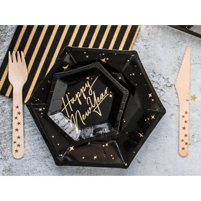 Paper plate - Let's Celebrate - black with gold (20cm) 6pcs - stThumbnailPlugin.php.jpg