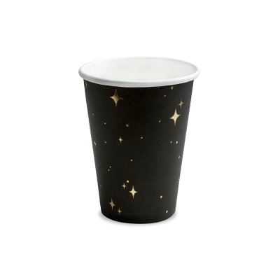 ECO paper cups - black with stars (6pcs)
