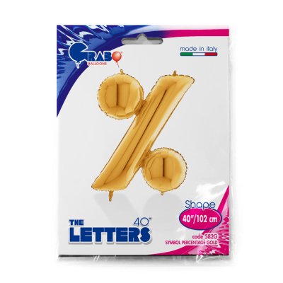 Symbol % Gold (102cm,40") foil balloon - 582G-P-Packaged.jpg