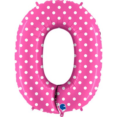 Number 0 Pink Polka Dots (102cm,40") foil balloon