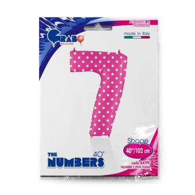 Number 7 Pink Polka Dots (102cm,40") foil balloon - 847PF-P-Packaged.jpg