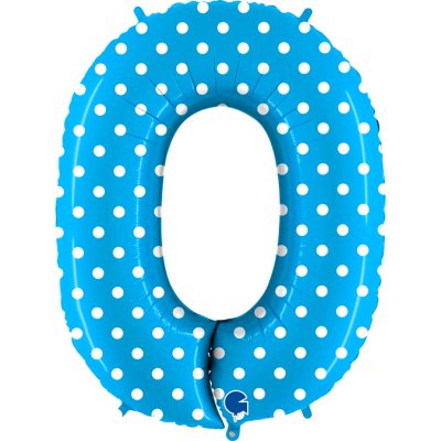 Number 0 Turquoise Polka Dots (102cm,40") foil balloon
