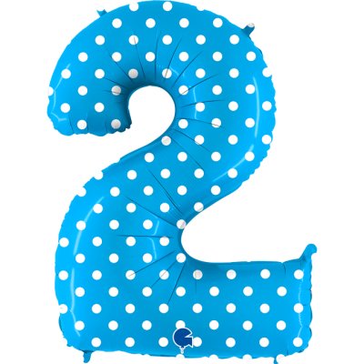 Number 2 Turquoise Polka Dots (102cm,40") foil balloon