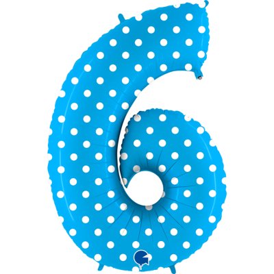 Number 6 Turquoise Polka Dots (102cm,40") foil balloon