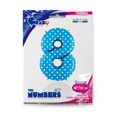 Number 8 Turquoise Polka Dots (102cm,40") foil balloon - 838PT-P-Packaged.jpg