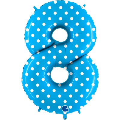 Number 8 Turquoise Polka Dots (102cm,40") foil balloon