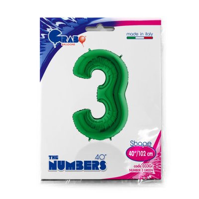 Number 3 Green (102cm,40") foil balloon - 033Gr-P-Packaged.jpg