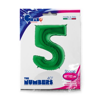 Number 5 Green (102cm,40") foil balloon - 035Gr-P-Packaged.jpg