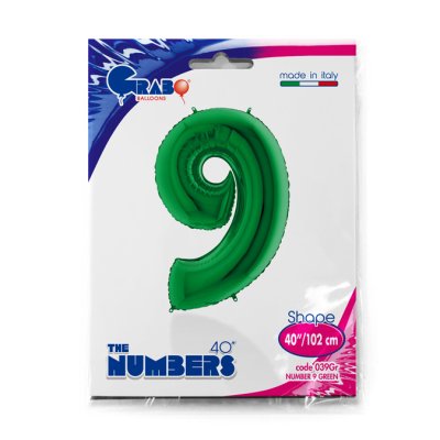 Number 9 Green (102cm,40") foil balloon - 039Gr-P-Packaged.jpg