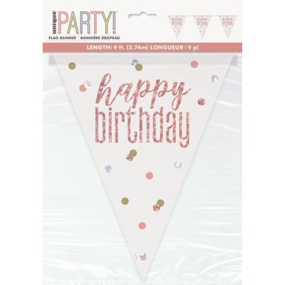 Flag garland rose gold Happy Birthday, 274 cm - 84835.jpg