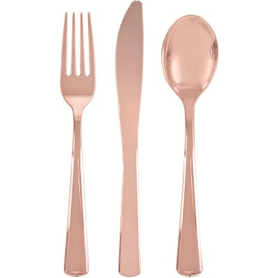 Plastic cutlery - rose gold, 18 pcs - 302622.jpg